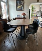 Stoelen leder, sturdy legs, Huis en Inrichting, Stoelen, Ophalen, Gebruikt, Zwart, Metaal