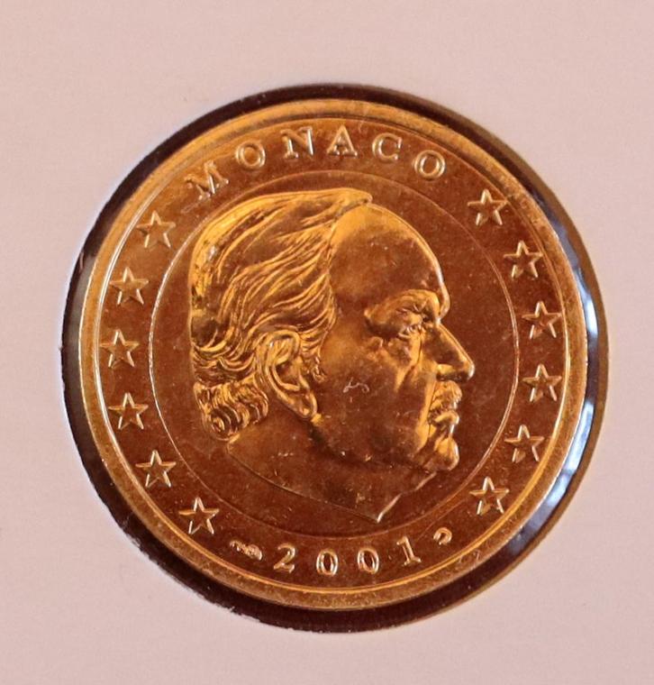 MONACO 2 euro 2001, Postzegels en Munten, Munten | Europa | Euromunten, Losse munt, 2 euro, Monaco, Goud, Verzenden