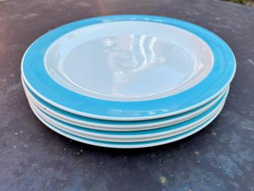 6 grote platte borden Boch Keralux Versailles pastelblauw, Ophalen of Verzenden