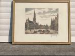 gravure grand place de bruxelles signe roger hebbelinck, Antiek en Kunst, Kunst | Etsen en Gravures, Ophalen of Verzenden