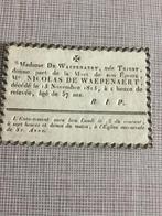 Doodsprentje N.De Waepenaert 1756  +1813 (Triest) Brugge, Collections, Envoi, Image pieuse