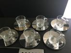 Nespresso glazen kopjes en RVS schoteltje, Huis en Inrichting, Verzenden, Gebruikt, Glas, Kop(pen) en/of Schotel(s)