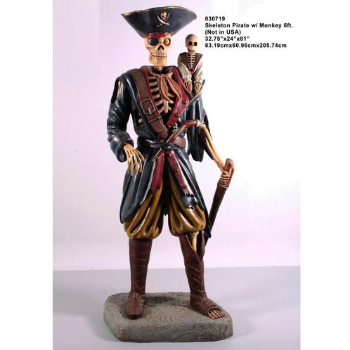 Statue de pirate 198 cm - squelette de statue de pirate réal, Collections, Statues & Figurines, Neuf, Enlèvement ou Envoi