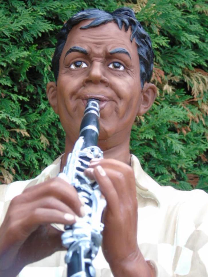 oud beeld zwarte muzikant jazzklarinet..., Antiek en Kunst, Kunst | Beelden en Houtsnijwerken, Ophalen