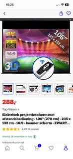 Electrische beamer scherm 106 inch, Ophalen, Zo goed als nieuw
