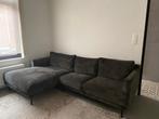 Hoekbank | Velvet groen/grijze sofa | longchair, Huis en Inrichting, 150 cm of meer, Modern, Gebruikt, Metaal