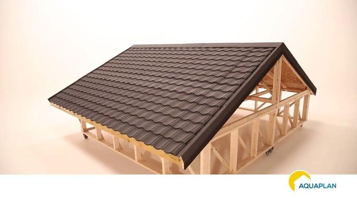 FAILLISSEMENT NWE DAKPANPLATEN BRUIN +/-113x83 cm METAAL, Tuin en Terras, Overkappingen, Nieuw, Tuinpaviljoen, Ophalen