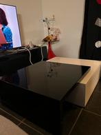 Uitschuifbare zwart-witte salontafel met lades, Huis en Inrichting, Tafels | Salontafels, Ophalen, Kunststof, Gebruikt, 50 tot 100 cm