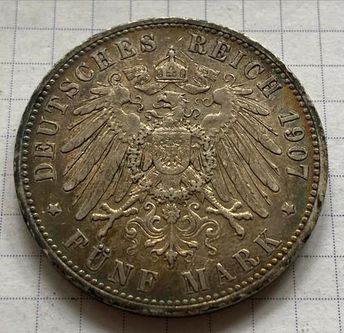 5 Mark en argent 1907-A Allemagne, Timbres & Monnaies, Monnaies | Europe | Monnaies non-euro, Monnaie en vrac, Allemagne, Argent