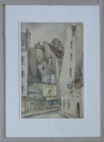 EUGENE AWGULEWITCH / RUE LANANDE PARIS / ORIGINEEL / 68x51cm, Ophalen of Verzenden
