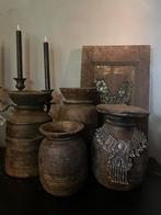 Houten Nepalese kruiken, Huis en Inrichting, Woonaccessoires | Vazen, Ophalen of Verzenden, Onbekend, Onbekend, Onbekend