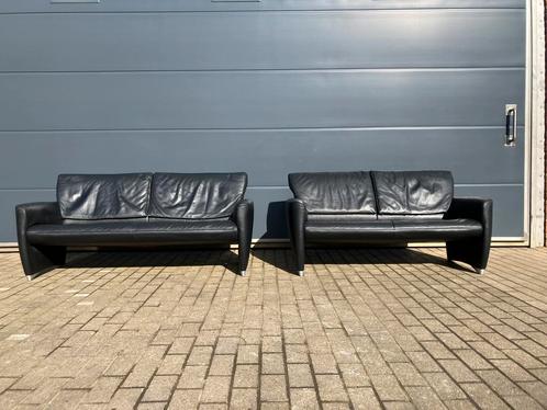 Jori Angel salon 2,5 + 3zit verstelb rugleuning, zwart leder, Huis en Inrichting, Zetels | Zetels, Ophalen of Verzenden