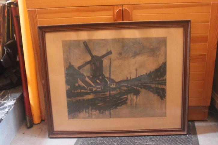 Gravure - eau forte Maurice Flament, Antiek en Kunst, Kunst | Etsen en Gravures, Ophalen
