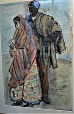 Gastemans Emile - Aquarel Pastel - groot werk in kader, Antiek en Kunst, Ophalen of Verzenden