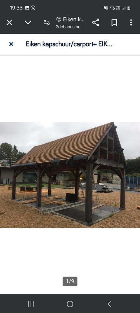 Eiken kapschuur/carport+ EIKEN pergola, Tuin en Terras, Overkappingen, Zo goed als nieuw, Carport, Ophalen