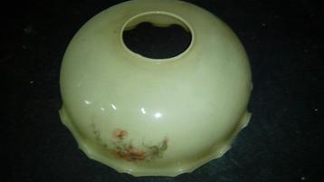 Ancien globe de lustre 40 cm motif fleuri en verre années 50, Enlèvement