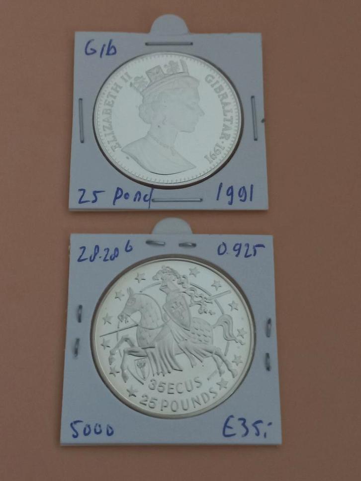Gibraltar Zilveren Munten Set - 1991 & 1992 ONDER SPOTPRIJS, Postzegels en Munten, Munten | Europa | Niet-Euromunten, Setje, Overige landen