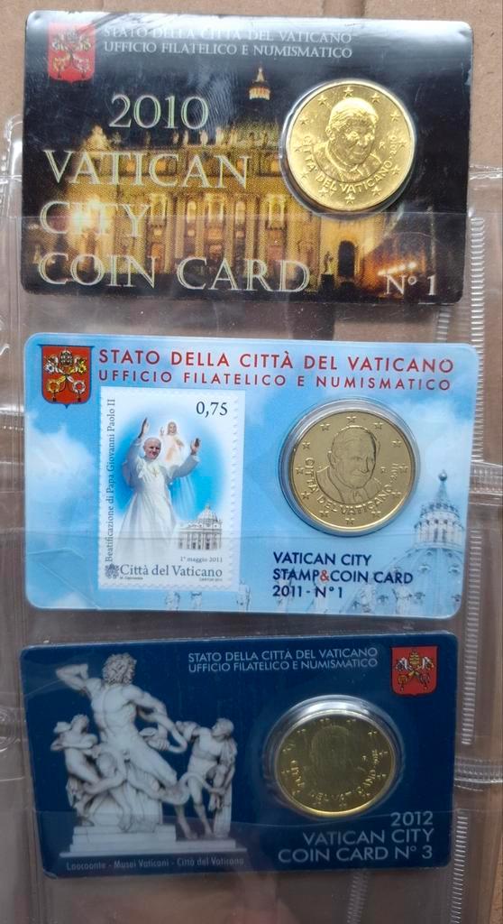 Coincards Vatikaan 2010 tot 2012, Postzegels en Munten, Munten | Europa | Euromunten, Ophalen of Verzenden