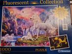 Puzzel eenhoorns glow in the dark 1000 stukjes, Ophalen of Verzenden, Zo goed als nieuw