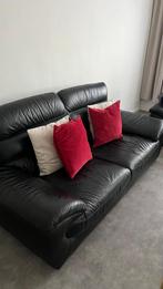 Canapé en cuir noir vintage Château D’Ax, Maison & Meubles, Canapés | Salons, Enlèvement, Comme neuf, Autres dimensions, Cuir