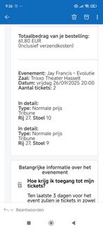 tickets jay francis, Tickets en Kaartjes, Twee personen