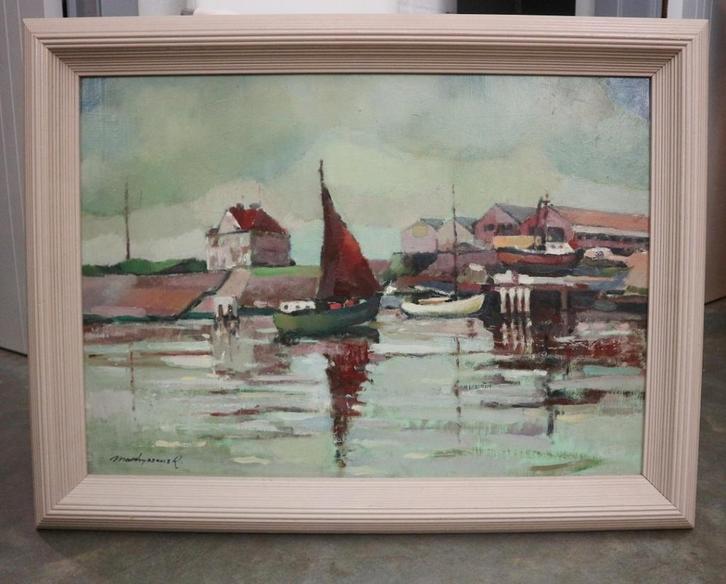 Renaat MATTHYSSENS, havengezicht, Antiquités & Art, Art | Peinture | Classique, Enlèvement ou Envoi