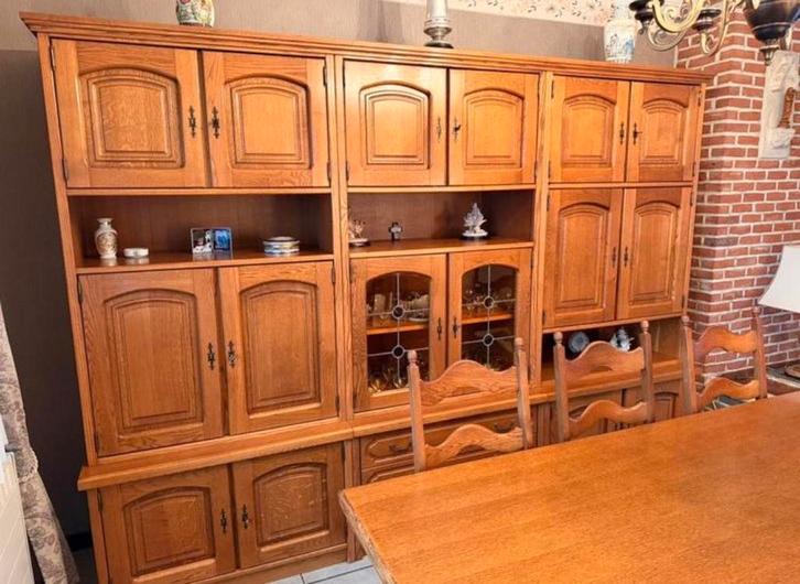 Houten wandkast op te delen in zes stukken, Huis en Inrichting, Kasten | Wandmeubels, Zo goed als nieuw, Met deur(en), Ophalen