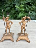 Paire de statuettes antiques en bronze doré, Ophalen, Brons