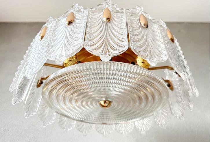 Vintage Kaiser Leuchten plafondlamp, Huis en Inrichting, Lampen | Plafondlampen, Gebruikt, Glas, Metaal, Ophalen