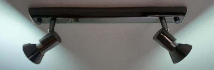 Plafonnier LED 2x50W max - Finition canon de fusil miroir, Maison & Meubles, Lampes | Plafonniers, Comme neuf, Métal, Enlèvement ou Envoi