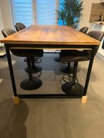 Mangohouten eettafel in industriële stijl, Huis en Inrichting, Tafels | Eettafels, Ophalen, Zo goed als nieuw