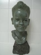 Keramiek beeldje, hoofd van een jonge vrouw, groen, Antiquités & Art, Art | Sculptures & Bois, Enlèvement ou Envoi