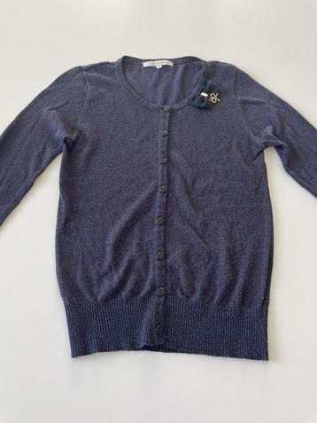Blauw gilet met gouden glitterdraad maat XS beschikbaar voor biedingen