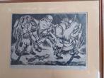 Nico Eekman 1889 - 1973  Houtsnede 2  Gezelschap, Antiek en Kunst, Kunst | Etsen en Gravures, Verzenden