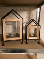 2 Windlichten, Huis en Inrichting, Woonaccessoires | Kandelaars en Kaarsen, Ophalen, Hout