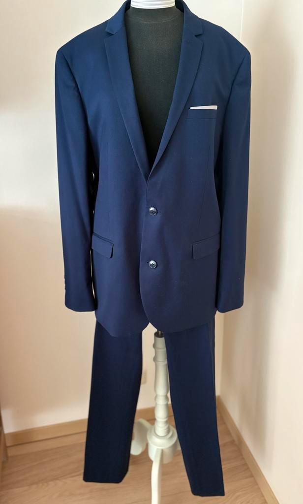 Blauw herenkostuum L/ XL, Kleding | Heren, Kostuums en vesten, Zo goed als nieuw, Blauw, Ophalen of Verzenden