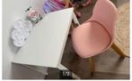 Kindertafeltje met Scandinavisch stoeltje wit en roze, Ophalen, Gebruikt, Tafel(s) en Stoel(en)