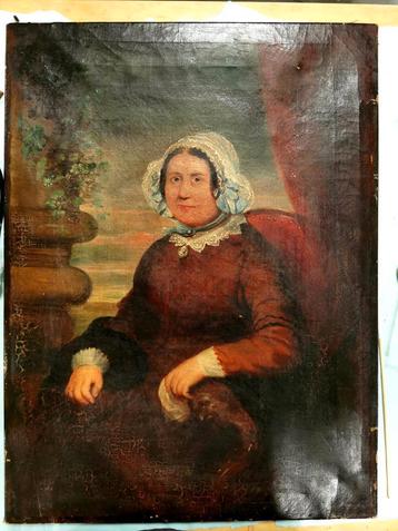 Olieverf schilderij dame van adel. Eind 19de eeuw  beschikbaar voor biedingen