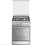 Smeg: Cuisinière à gaz/four électrique  Smeg - Inox, Electroménager, Gaz, Classe énergétique A ou plus économe, 85 à 90 cm, 4 zones de cuisson