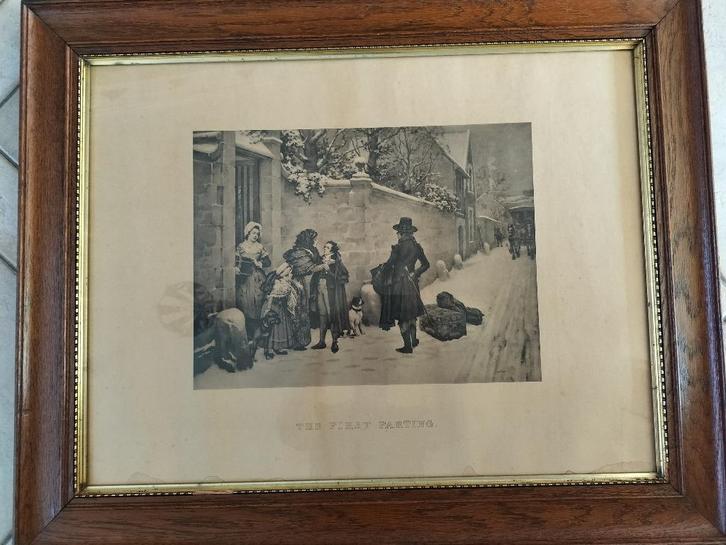 Afdruk "The First Parting" in kader achter glas, Antiek en Kunst, Curiosa en Brocante, Ophalen