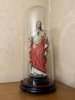 Jezus Christus met Heilig Hart beeld met stolp, Antiek en Kunst, Ophalen