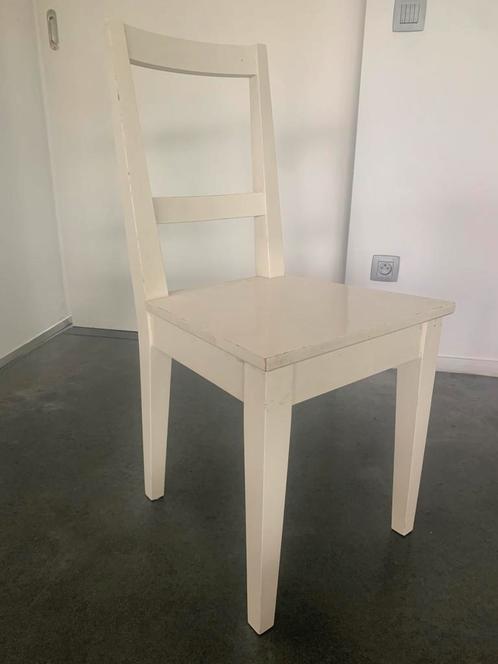 5 witte IKEA-stoelen te koop, Huis en Inrichting, Stoelen, Gebruikt, Hout, Wit, Ophalen