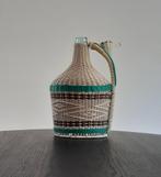 Vintage geweven rieten fles - 35 cm hoog, Ophalen of Verzenden, Gebruikt