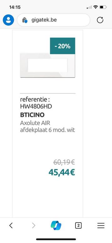 Luxe Bticino HW4808HD afdekplaat 6mod