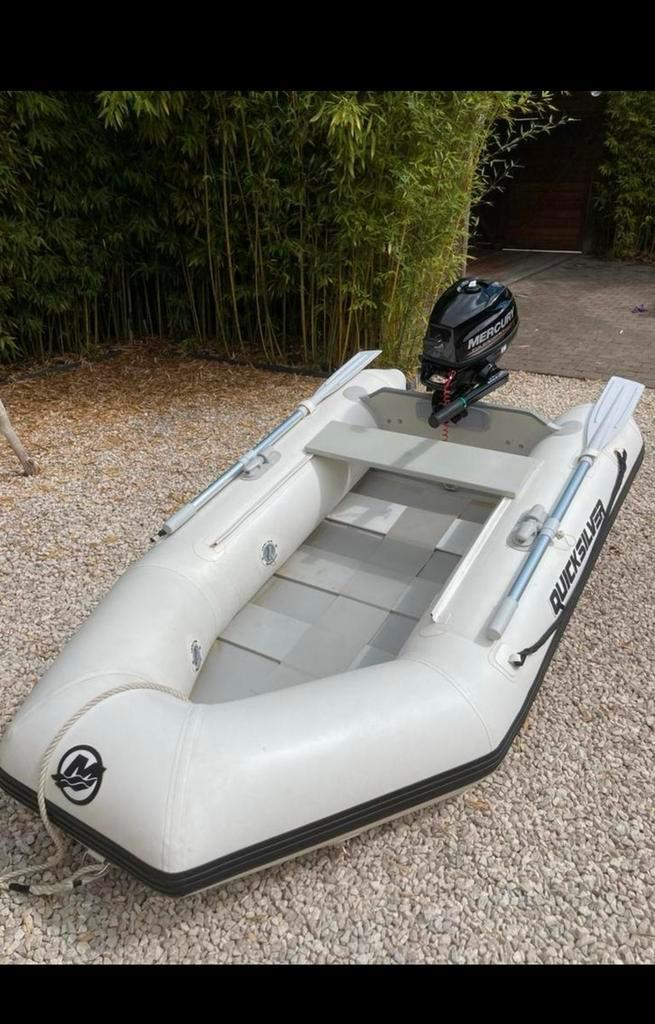 Bateau (QuickSilver)by Mercury et Moteur 3,5cv, Watersport en Boten, Rubberboten, Zo goed als nieuw, Zodiac, Benzine, Ophalen
