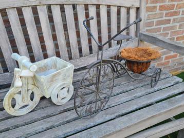 Tuin decoratie fiets bloempot hout en smeedijzer beschikbaar voor biedingen