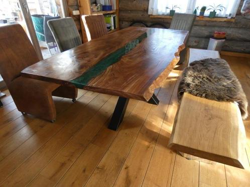 eettafel tafel epoxy tafel iepen schaaldelen eiken acacia wa, Huis en Inrichting, Tafels | Eettafels, Nieuw, 100 tot 150 cm, 200 cm of meer