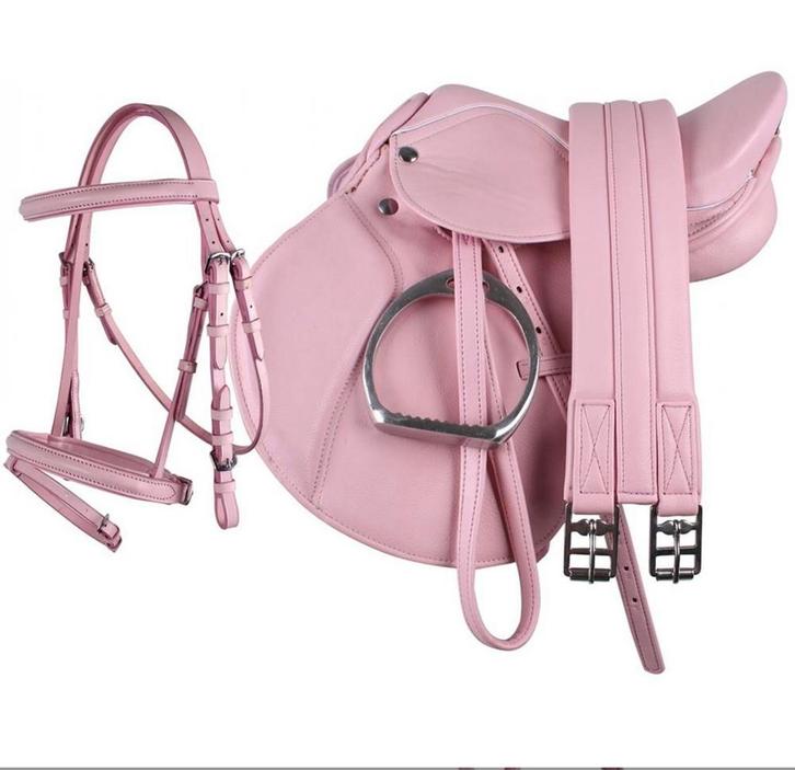 Roze qhp zadelset, Dieren en Toebehoren, Paarden en Pony's | Zadels, Zo goed als nieuw, Recreatie, Ophalen