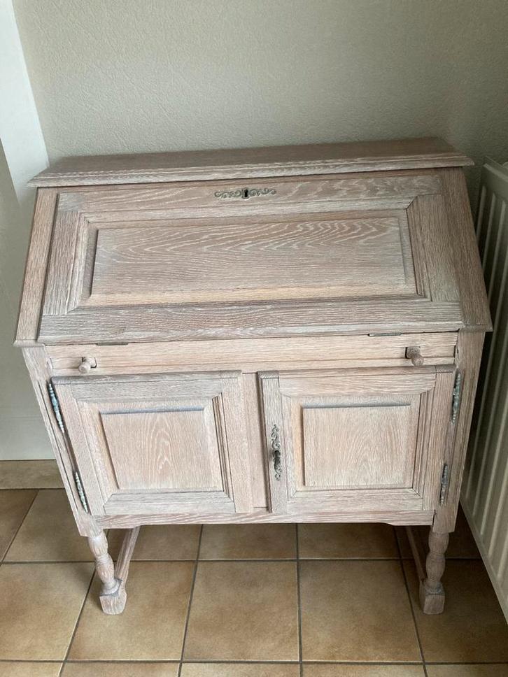Gezandstraalde eiken secretaire/ bureau, Huis en Inrichting, Kasten | Secretaires, Zo goed als nieuw, Ophalen