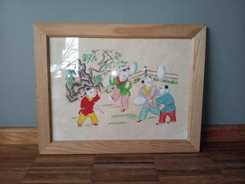 Chinese werkje in kader met glas, Antiek en Kunst, Kunst | Niet-Westerse kunst, Ophalen of Verzenden